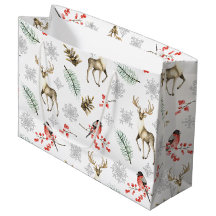 Elegant kerstpatroon met deer & bullfinches