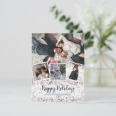 Elegant kerstpatroon, multi-fotocollage feestdagenkaart (Staand voorkant)