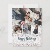 Elegant kerstpatroon, multi-fotocollage feestdagenkaart (Voorkant)