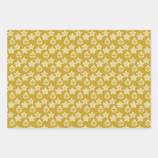 Elegant kerstpatroon op groen, rood en gouden inpakpapier vel (Voorkant 3)