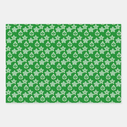 Elegant kerstpatroon op groen, rood en gouden inpakpapier vel (Voorkant 2)