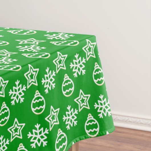 Elegant kerstpatroon op groene tafelkleed (Voorbeeld)