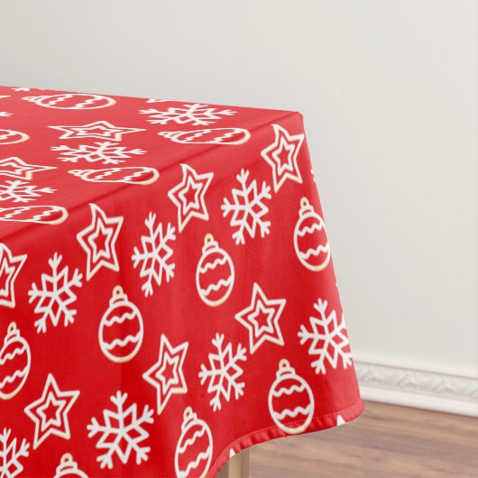 Elegant kerstpatroon op rode tafelkleed (Voorbeeld)