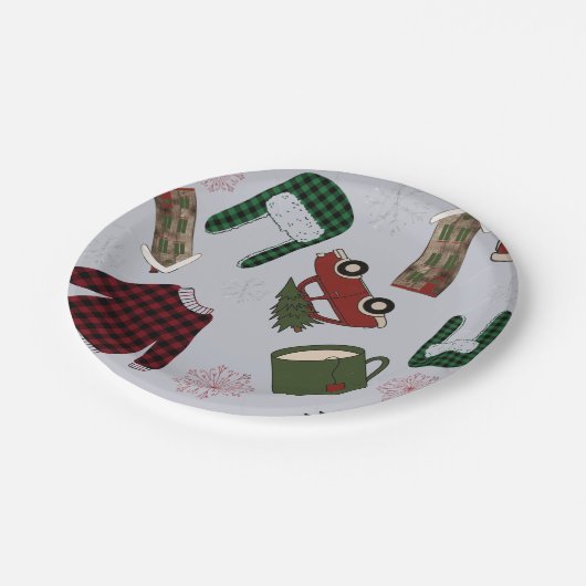 Elegant kerstpatroon papieren bordje (Gekanteld)