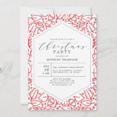 Elegant kerstpatroon rood wit feestdag kaart (Voorkant)