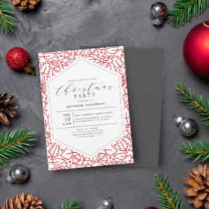 Elegant kerstpatroon rood wit feestdag kaart