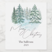 Elegant kerstpijnbomen feestje wijn etiket (Enkel label)