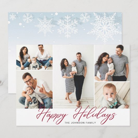 Elegant kerstpine bevat 5 FOTOS-groet Feestdagenkaart (Voorkant / Achterkant)