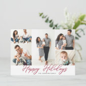 Elegant kerstpine bevat 5 FOTOS-groet Feestdagenkaart (Staand voorkant)