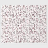 Elegant Kerstprent Wrapping Papier (Vlak)