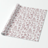 Elegant Kerstprent Wrapping Papier (Uitgerold)
