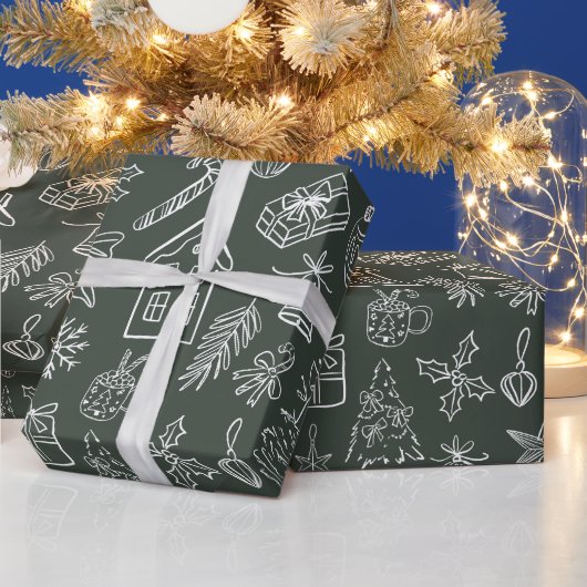 Elegant Kerstprent Wrapping Papier (Feestdagen)