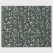 Elegant Kerstprent Wrapping Papier (Vlak)