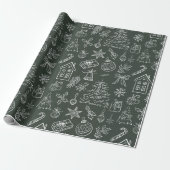 Elegant Kerstprent Wrapping Papier (Uitgerold)
