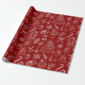 Elegant Kerstprentjes Inpakpapier (Uitgerold)