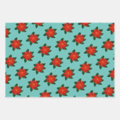Elegant kerstpunsettia bloembloembloempatroon inpakpapier vel (Voorkant 3)