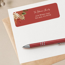 Elegant kerstpunsettia retouradres etiket