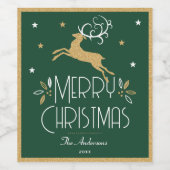 Elegant Kerstrendier Feestelijk Bosgroen Wijn Etiket (Enkel label)