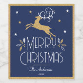 Elegant Kerstrendier Feestelijke Midnight Blue Wijn Etiket (Enkel label)