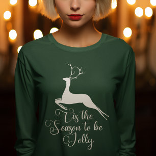 Elegant kerstrendiergroene lange hoes t-shirt
