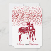 Elegant kerstrenrendieren Red Snowflakes White Feestdagenkaart (Achterkant)