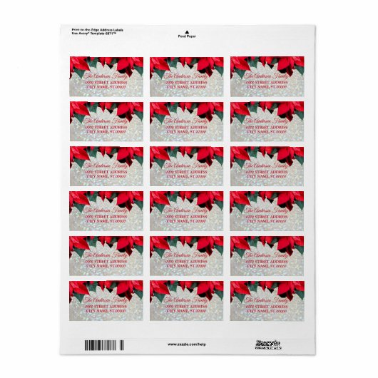 Elegant kerstrode Feestdagen Etiket (Full Sheet)