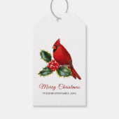 Elegant Kerstrode kardinaal Bird Holly Cadeaulabel (Voorkant)