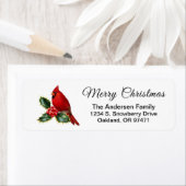 Elegant Kerstrode kardinaal Bird Holly Etiket (Insitu)