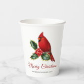 Elegant Kerstrode kardinaal Bird Holly Papieren Bekers (Achterkant)