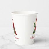 Elegant Kerstrode kardinaal Bird Holly Papieren Bekers (Rechts)