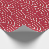 Elegant kerstrood art deco fan Patroon Cadeaupapier (Hoek)