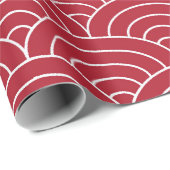 Elegant kerstrood art deco fan Patroon Cadeaupapier (Rol Hoek)