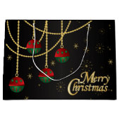 Elegant kerstrood, groen en gouden siervoorwerpen groot cadeauzakje (Voorkant)