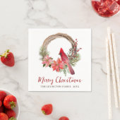 Elegant kerstrood kardinaal vogelmonogram servet (Insitu)