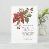 Elegant kerstrood poinsettia Christelijk huwelijk Kaart (Staand voorkant)