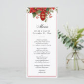 Elegant kerstrood pointsettia bruiloft menu (Staand voorkant)