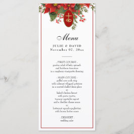 Elegant kerstrood pointsettia bruiloft menu