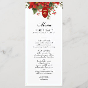 Elegant kerstrood pointsettia bruiloft menu