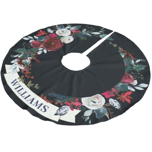 Elegant kerstrood Roos WreatPattern Kerstboom Rok (Gekanteld)