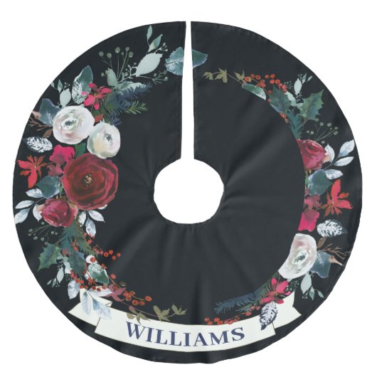 Elegant kerstrood Roos WreatPattern Kerstboom Rok (Voorkant)