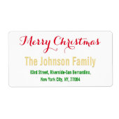 Elegant kerstrood wit retouradres etiket (Voorkant)