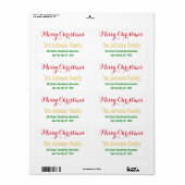 Elegant kerstrood wit retouradres etiket (Full Sheet)