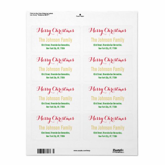 Elegant kerstrood wit retouradres etiket (Full Sheet)