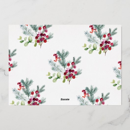 Elegant kerstRoos Gold Botanical Photo Lijst Folie Feestdagenkaart (Achterkant)