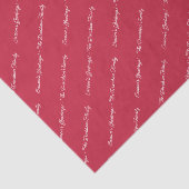 Elegant kerstscript gepersonaliseerd bericht rood tissuepapier (Detail)