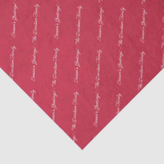 Elegant kerstscript gepersonaliseerd bericht rood tissuepapier (Detail)