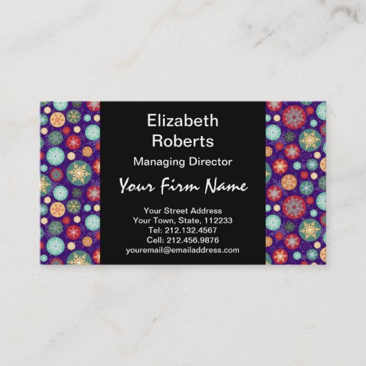 Elegant Kerstski Seizoen Sneeuwvlokken Visitekaartje (Voorkant)