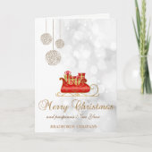 Elegant kerstSleigh, Bokeh Company Feestdagen Kaart (Voorkant)