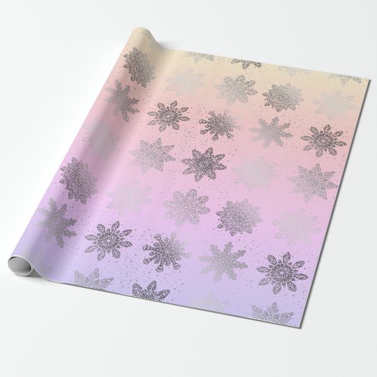 Elegant kerstsnowflak model holografisch cadeaupapier (Uitgerold)