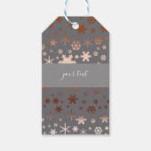 Elegant kerstsnowflak roos goud cadeaulabel (Voorkant)